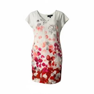 Nissa Womens Shift Dress Ivory Petal Print Contemporary Sz Plus 16 Feminine